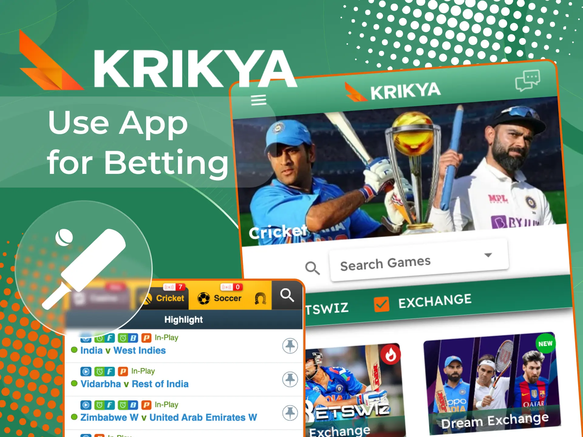 Place your bets on the most popular sports matches at Krikya online casino.