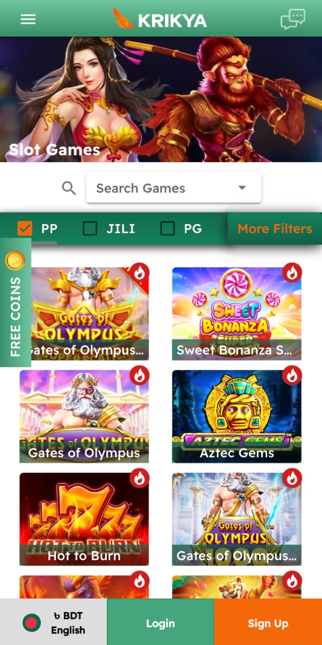 Find out what slot games are available in the Krikya online casino app.