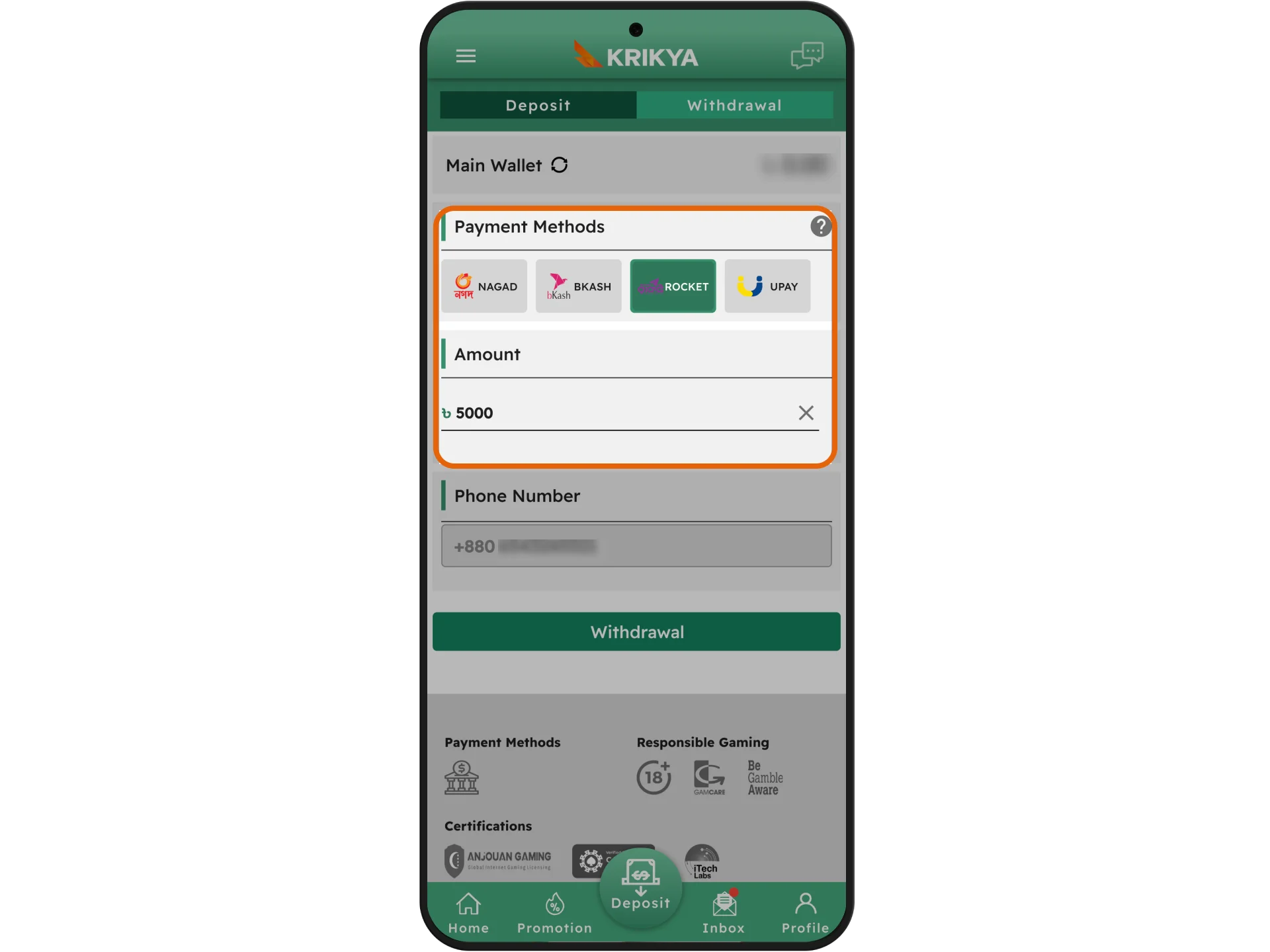 Withdraw your money from Krikya easily using your favorite method.